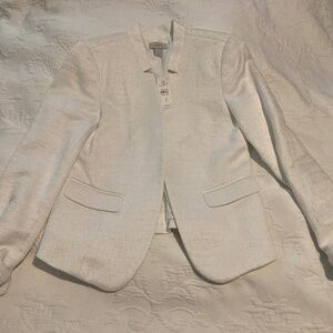 Loft Outlet - white tweed blazer - size 2 - NEW